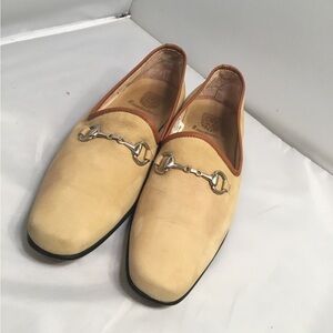 Nebuloni MEN’S CREAM/TAN LEATHER MOCCASINS SHOES SIZE 40 =7 US